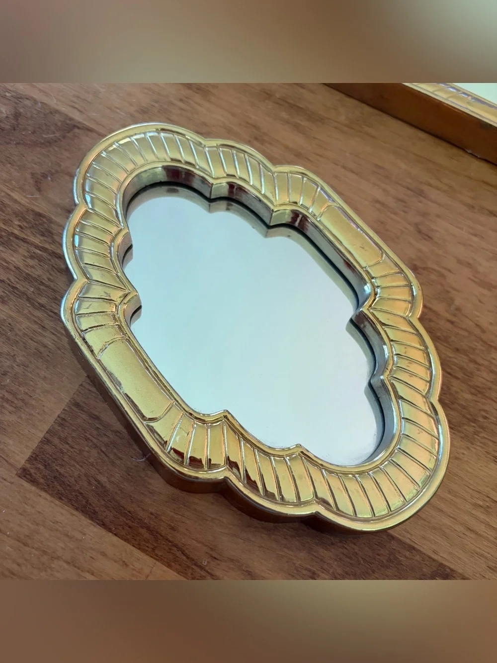 VTG Home Interior Wall Mirrors Set of 3 Gold Tone 18x5 / 7.5x5 / 5x5 Plastic